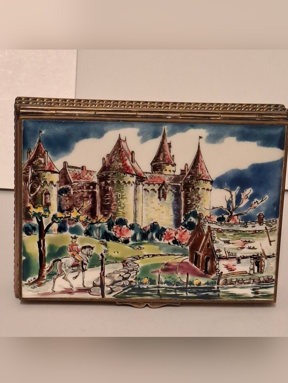Antique Signed Handmade Porcelain Cigarette / Jewel Box